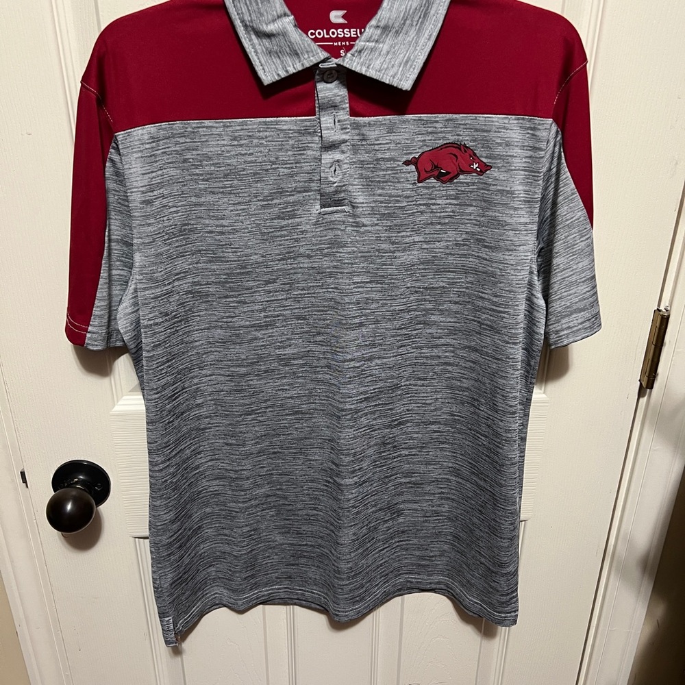 Colosseum Men's Red and Gray Polo Shirt